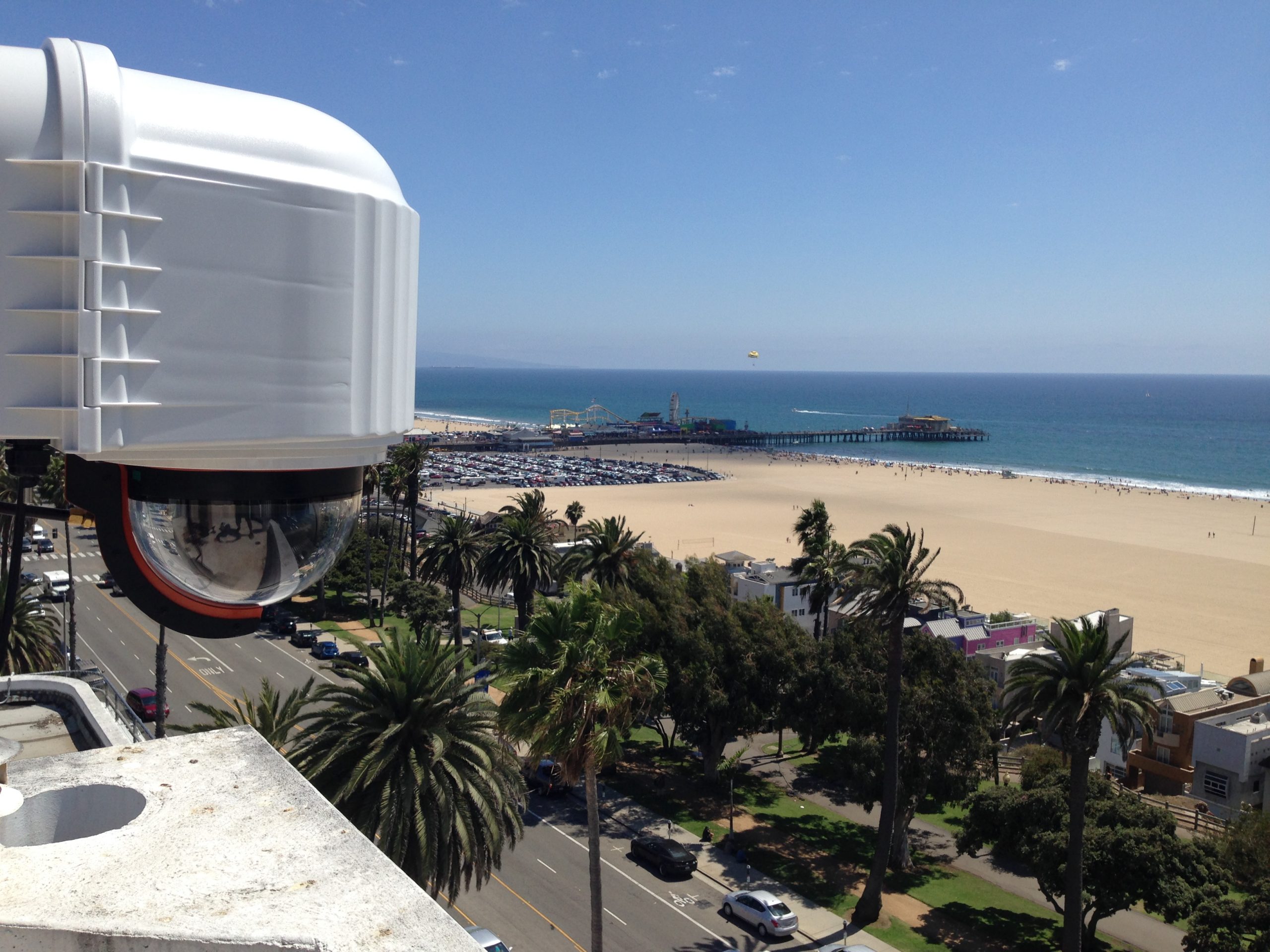 XClear Self Cleaning Camera Enclosure System installed in Santa Monica CA Overlooking the Pier 